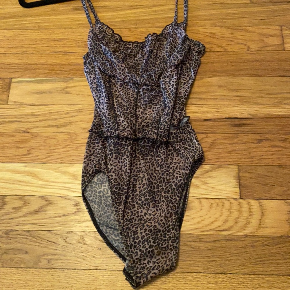 Shein sheer cheetah print bodysuit